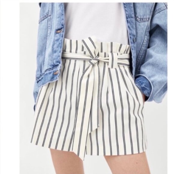 Zara Striped Paper Bag Shorts XS - Picture 1 of 4